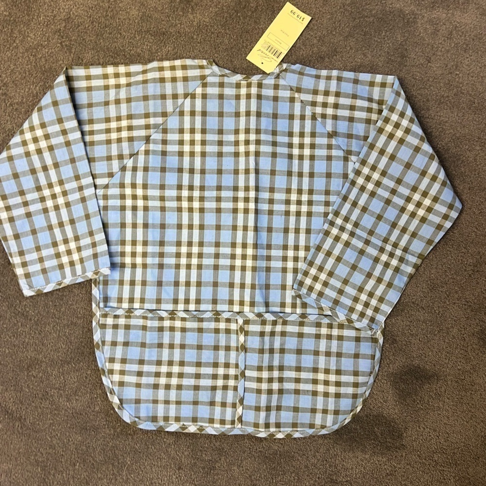 Bibs set of 2 Leveret blue gingham full bib Velcro